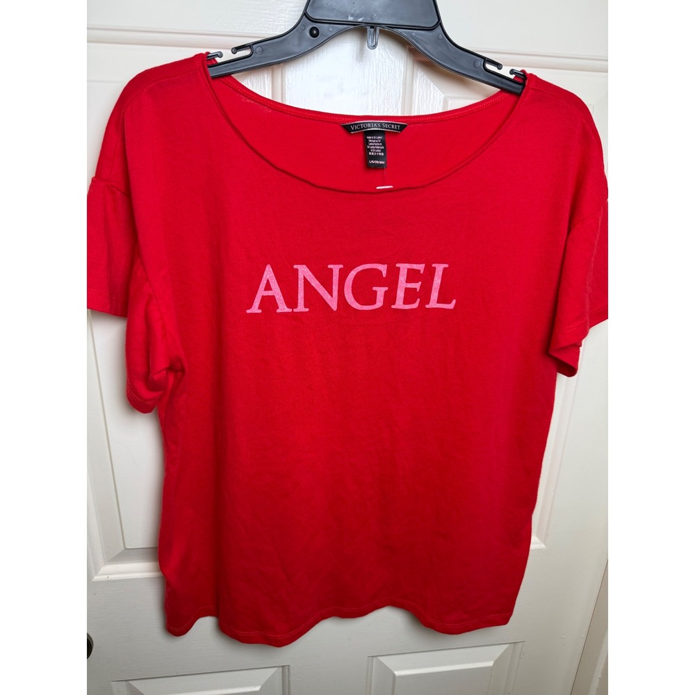 Victoria Secret Angel Red T-Shirt Pink Glitter Graphic